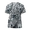 Zebra Animal 3D Printing Breathable Short Sleeve T Shirt Men's Prairie Horse Hip-Hop Style Streetwear Top Streak Zebra T-shirts