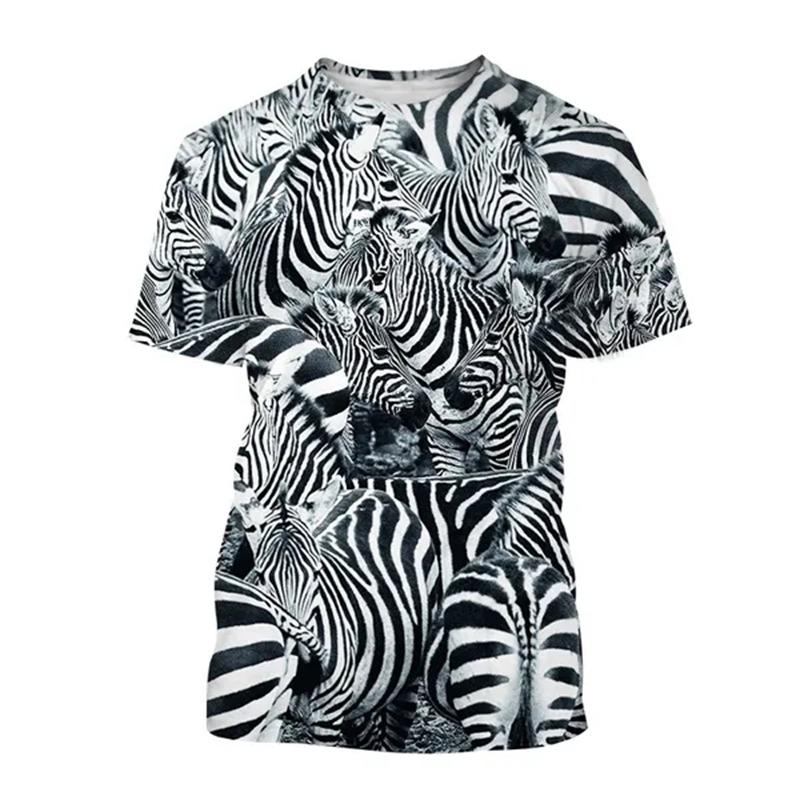 Zebra Animal 3D Printing Breathable Short Sleeve T Shirt Men's Prairie Horse Hip-Hop Style Streetwear Top Streak Zebra T-shirts