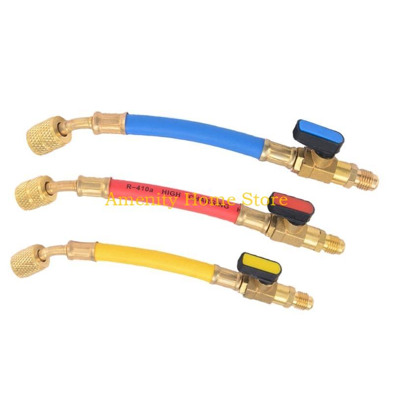 F26C High Pressure HVAC Refrigerant Charging Hoses Set with Ball Val ve 800PSI