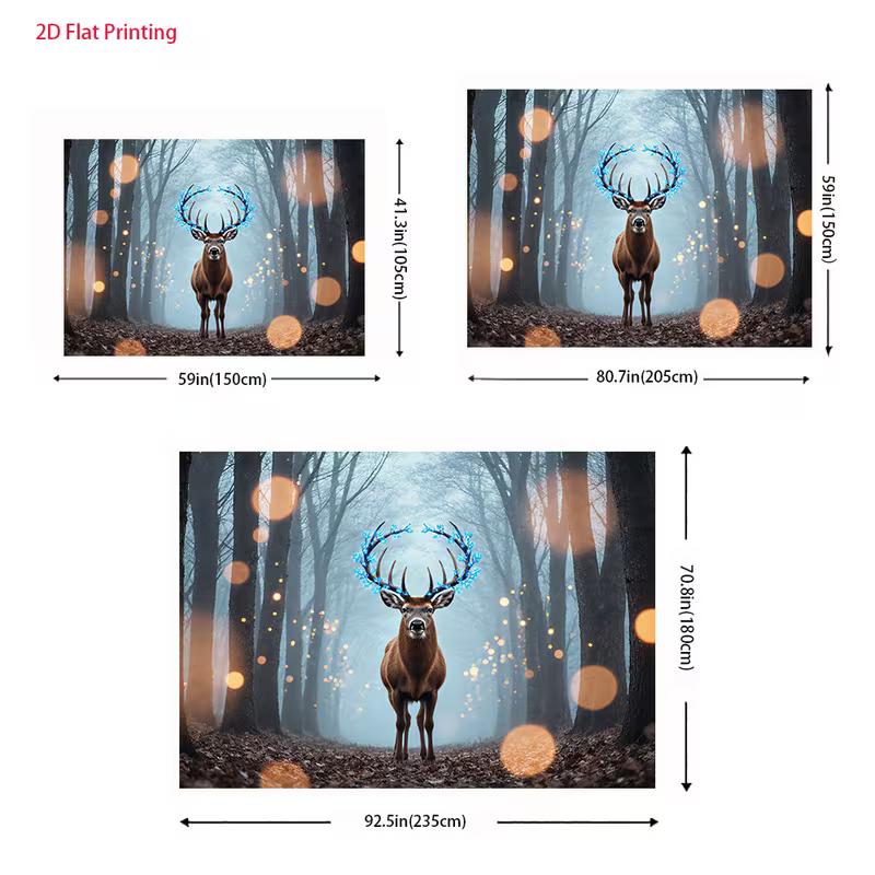 2D Fantasy Wald Hirsch Kulisse mit blauen Geweihen & Lichterketten Party Dekoration
