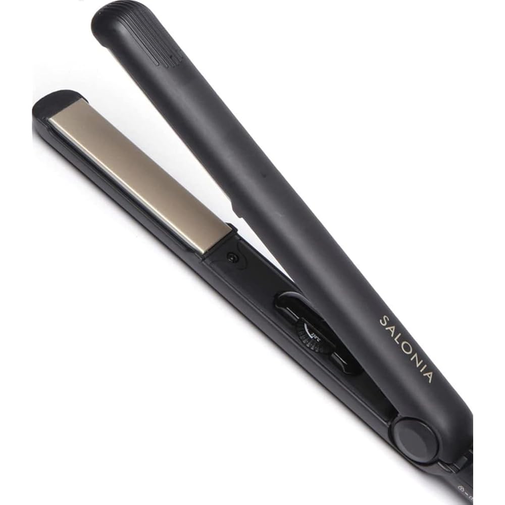 Salonia Hair Straightener 24mm with Heat Resistant Pouch International Use Black Gold