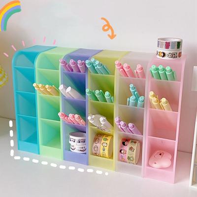 Kawaii Stifthalter in Makronenfarbe, 4-gürtig, Desktop-Organizer, große Größe, Schreibtisch, Kosmetik, Bleistift-Aufbewahrungsbox, Büro, Schule, Schreibwaren