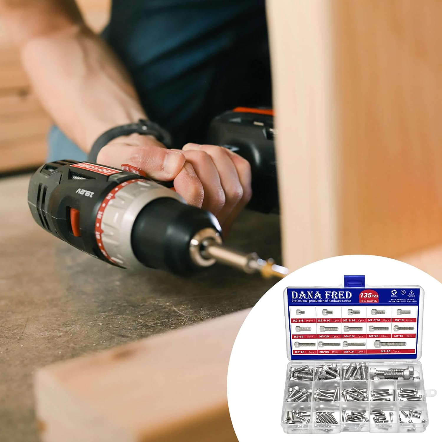 Шестигранный винт с головкой под ключ M2.5-M8 Метрическая резьба Шестигранный Allen Машинный болт 135 шт. M2.5 M3 M4 M5 M6 M8 Нержавеющая сталь 304 Металл Стандартный крепеж