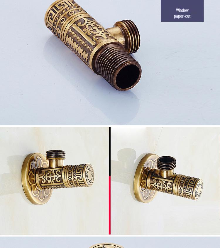 Antikes Messing Geschnitzt Retro Verdickt Schwarz Explosionsgeschützt Heiß/Kalt Eckventil