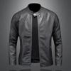 2025 Men's Trendy Slim Stand-up Collar Leather Motorcycle Jacket