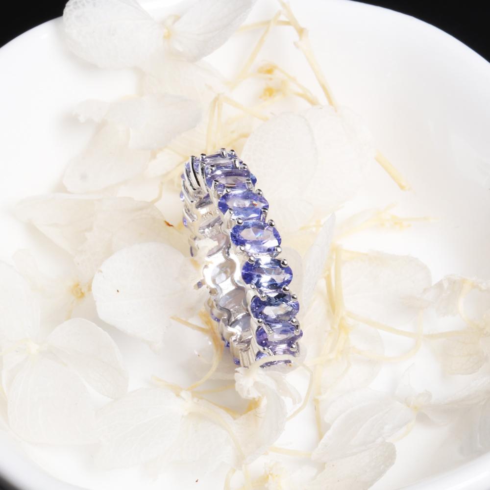 925 Sterling Silver Light Luxury Natural Tanzanite Gemstone Ring for Women Fine Jewelry Celebration & Party Engagement Gift