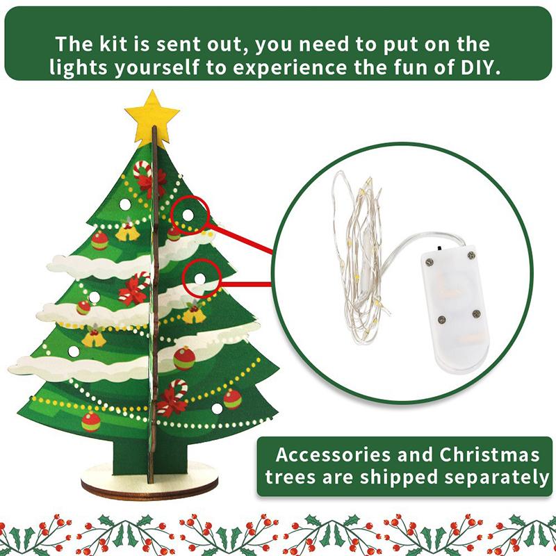 New Glowing Christmas Tree Home Desktop Decoration Wooden Christmas Decoration Accessories Led Lights 3D Ornaments Holiday Gift