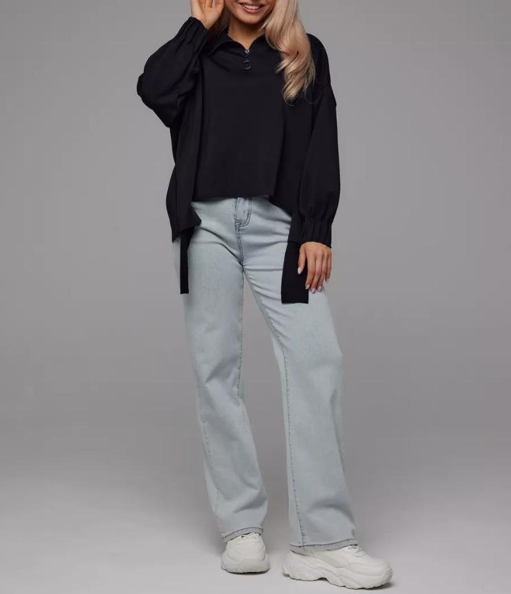 Autumn 2025 Women's European & American Solid Color Zipper Loose Sweatshirt