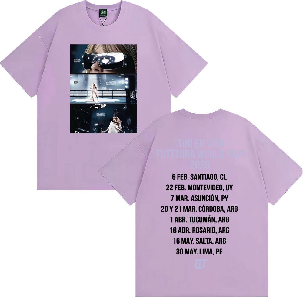 Tini Stoessel Futtura World Tour 2026 Graphic T Shirts Men Women Fashion Hip Hop Aesthetic T-shirts Summer O-Neck Cotton T Shirt