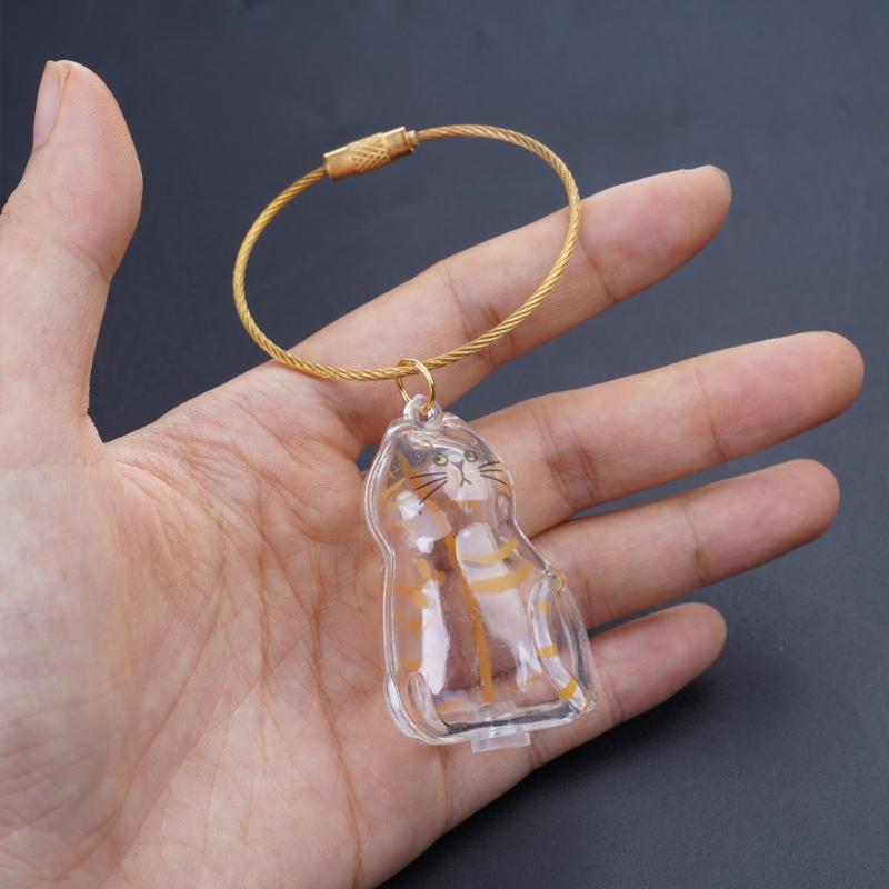 Acrylic Pet Hair Keepsakes Display Box With Rope Cats Furs Collectible Storage Container Keychain Pendant Home Decors