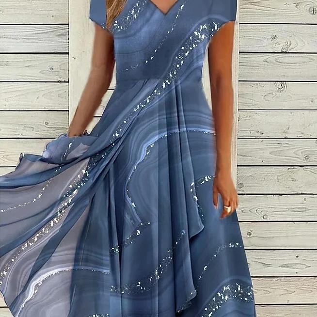 Vestido de Mujer Casual Moda Oficina Patchwork Verano Midi Cuello en V Mujer Maldición Dulces Vestidos Para Mujer Ropa Chaleco Vestidos