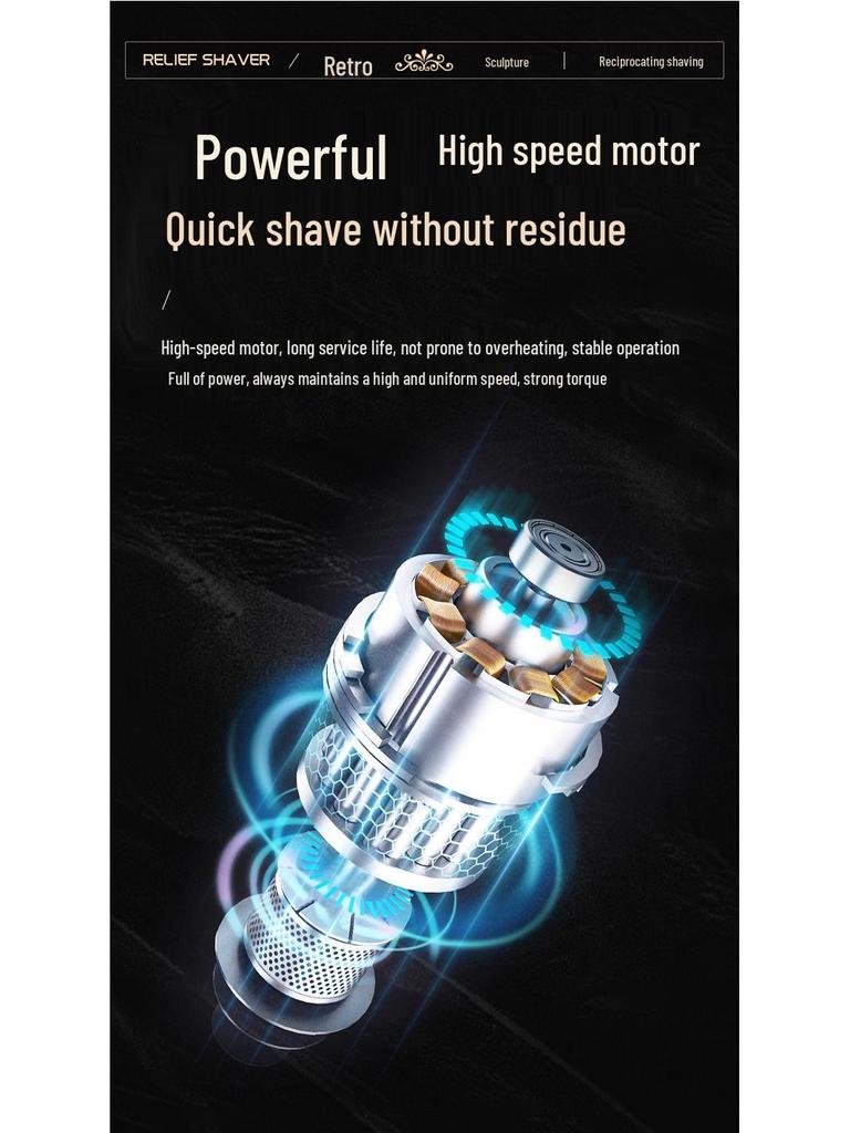 Retro Men's Electric Razor: New Model, Stainless Steel, Floating Blades, Water Washable