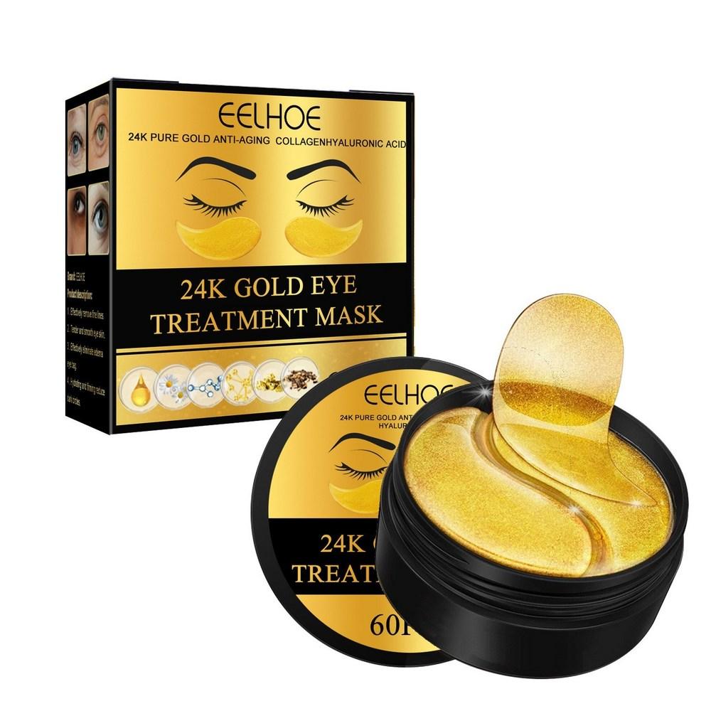 USA 24K Gold Collagen Eye Patch Under-Eye Wrinkles, Nasolabial Folds, Dark Circles, Fine Wrinkles Patch Eye Care 60ea 2set