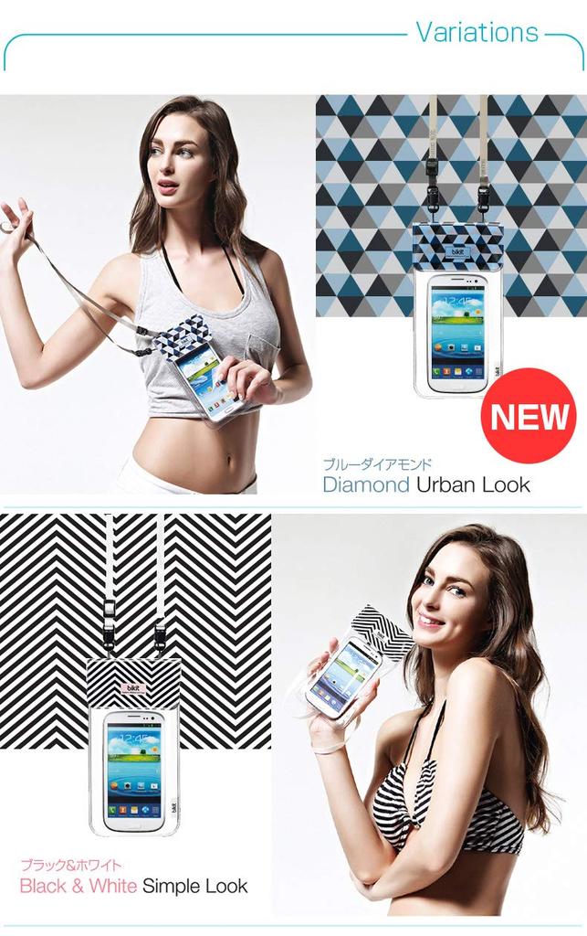 Japanese Bikit Fashion Waterproof Smartphone Pouch with Neck Ethnic BK3796 [Official Distributor] Strap, Pattern,