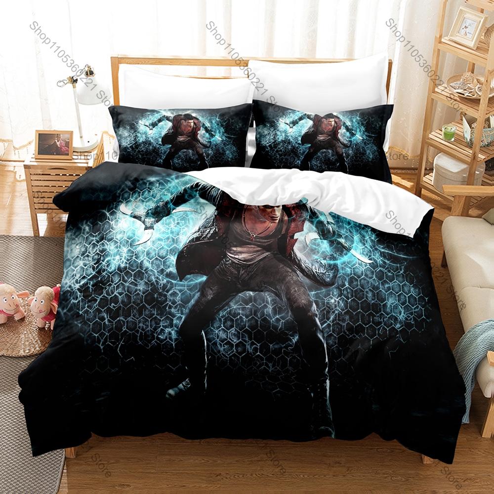 DmC Devil May Cry 3PCS Bedding Set Duvet Cover And Two Pillowcases Microfiber 3D Digital Print Game Bed Linens Home Decoration