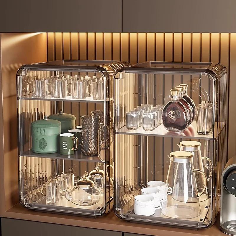 Dustproof Cup Rack Adjustable Wall Mounted Mug Tea Coffee Cup Holder Organizer Storage Box For Kitchen Office Home