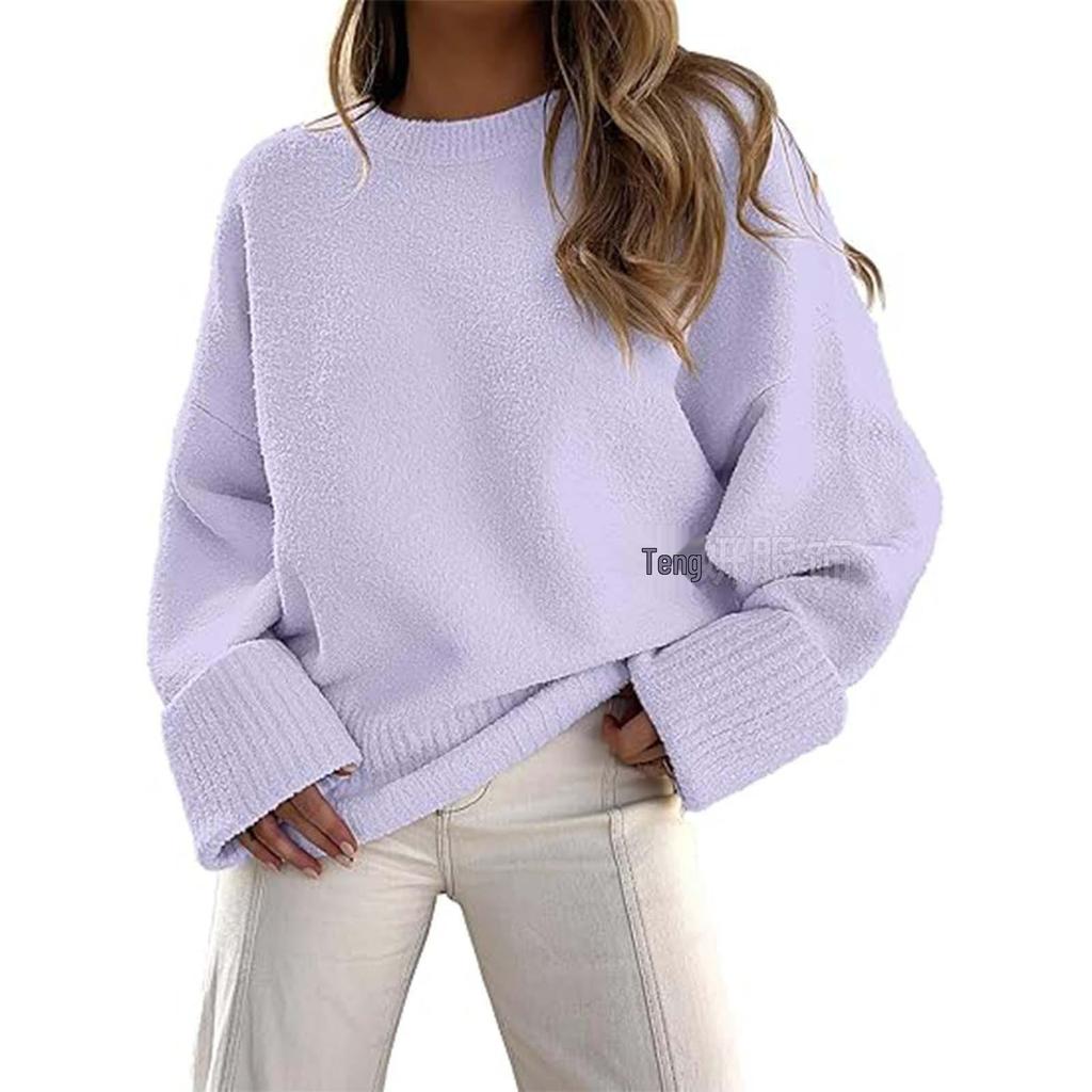 Women's 2026 Long Sleeve Solid Color Round Neck Loose Sweater