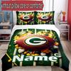 3pcs Duvet Cover Set (1*Duvet Cover + 2*Pillowcase, Without Core), Custom Name Green Bay Packers Pattern Bedding Set, Home Bedroom Decor Gift