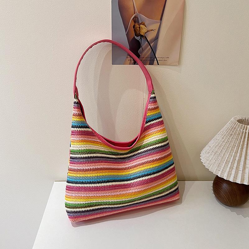 Bucket Bag, Large-capacity Handbag, Vacation Beach Underarm Single-shoulder Bag Casually
