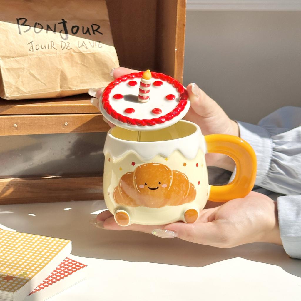 Birthday gift Cute apple cup High value ceramic household water cup Girls birthday gift souvenir gift box