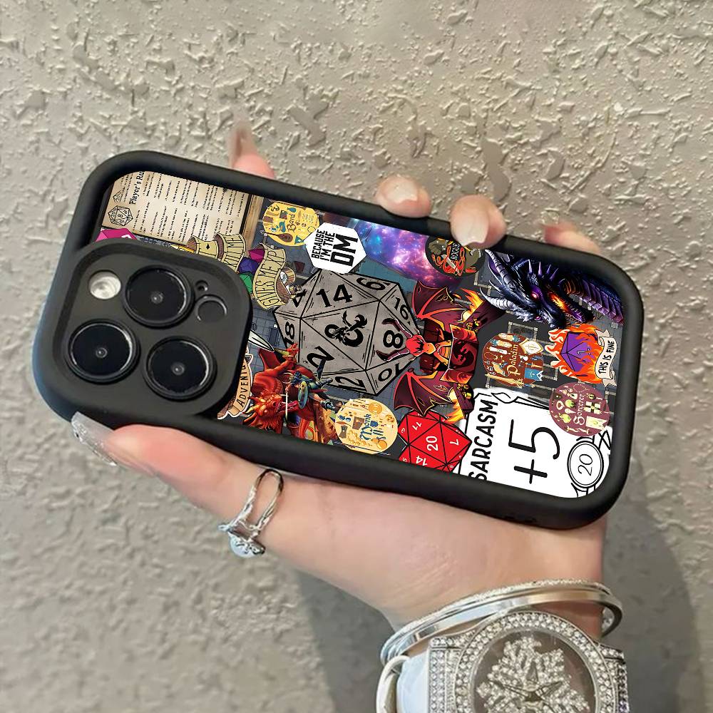 D-Dungeons D-Dragons D-DnDS Phone Case For iPhone 17,16,15,14,13,12,11,Pro,Max,Plus,X,XS,SE4,E,Mini Black Thickened border Case