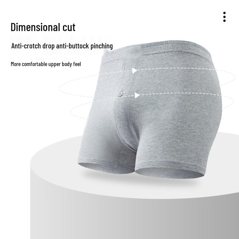 Yiershuang Men's 100% Cotton Loose Boxer Briefs (3-Pack)