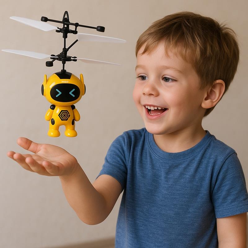 Flying Robot Hand Controlled Drone Robot Propeller Light - Yellow