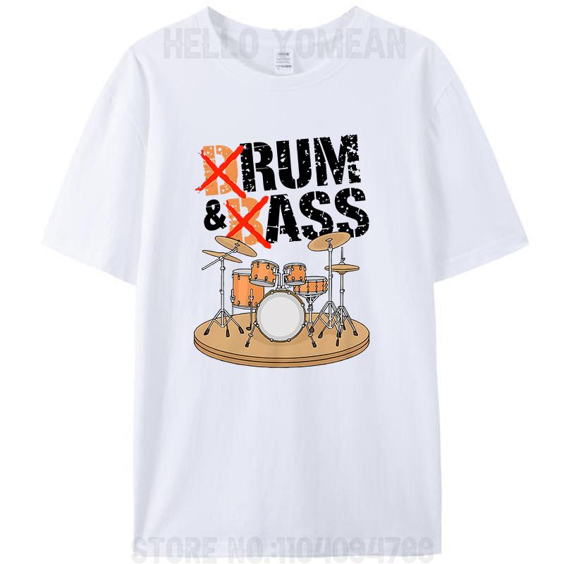 Drum And Bass Or Rum And Ass Music Instrument Drummer Men's Cotton T-Shirt Funny Unisex Graphic Oversized Tees Shirts Tops Gifts
