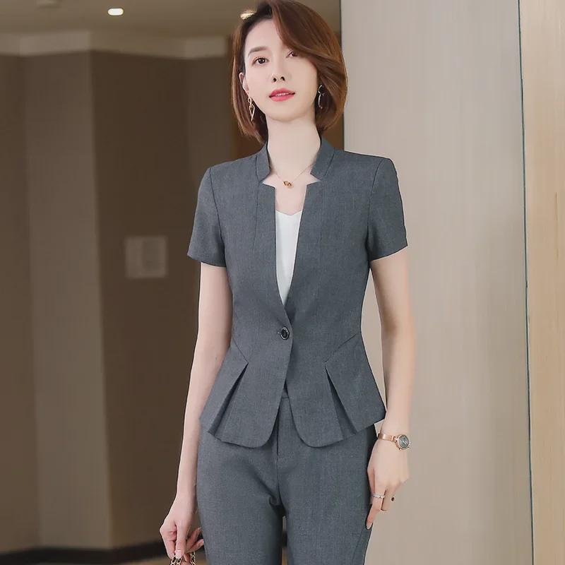 Stylish High-End Women's Slim Suit Jacket - Korean Style, Stand-Up Collar, Ideal for Workplace Wear