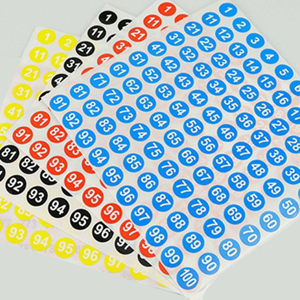 100Sheets Self-adhesive Consecutive Number Stickers 1-100 Clothing Size Label  School/Office