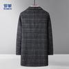 Romon Men's Plaid Mid-length Double-sided Wool Coat