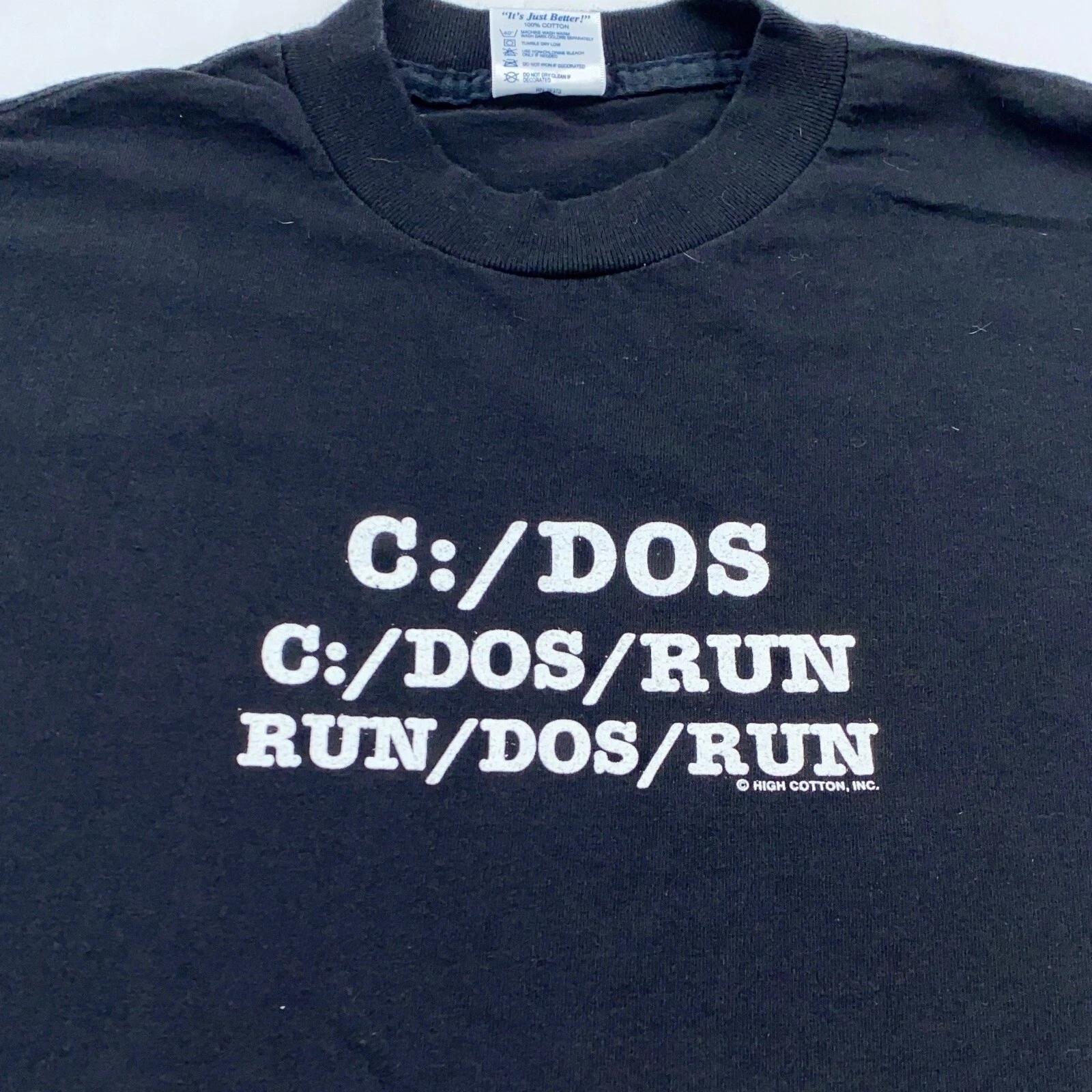 vintage 90s C:/DOS RUN COMPUTER JOKE T-Shirt LARGE pc dos nerd soft S