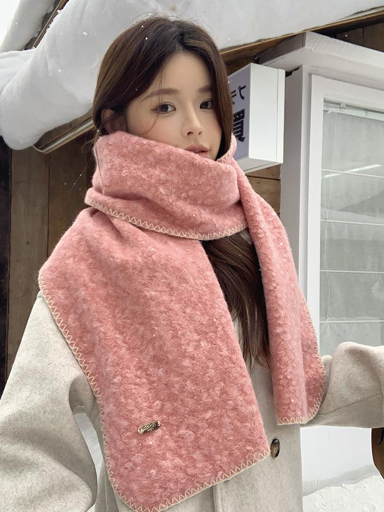 Autumn Winter Pink Scarf Women Soft Warm Scarf Korean Fashion Solid Color Wrap Shawl Lady Mujer Casual Sweet Preppy Style New