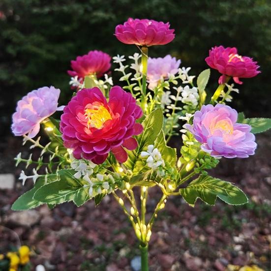 Sztuczny Lotos Śnieżny Lampa Solarna z Palikiem Odporna na Warunki Atmosferyczne Zewnętrzny Ogród Podwórko Ścieżka Patio Podwórko Trawnik