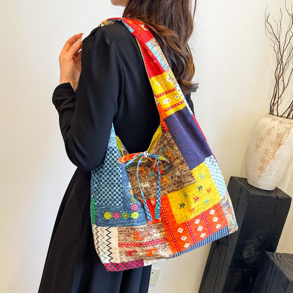 New Retro Patchwork Bag, Shoulder Bag, Large-capacity Tote Bag, Vest Bag.