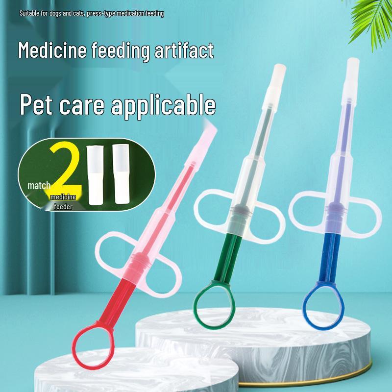 

Pet Dog & Cat Medicine Feeder: Push-Type Water Feeder & Syringe Injector for Puppy Medicine Aid синий