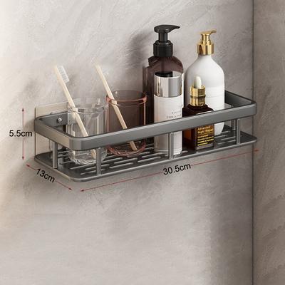 Banyo Alüminyum Raf Duş Deliksiz Duvara Monte Organizer Dikdörtgen Saklama Rafı
