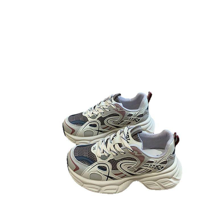 Ultra-light and Versatile College Lace-up Thick-soled Heightening Fashion Youth Trend Casual Dad Shoes Gray-blue