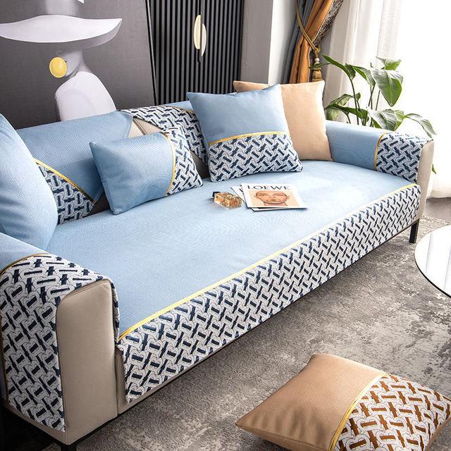 

Чехол на диван, летняя однотонная подушка для дивана с широкими краями, однотонная подушка для гостиной, современный минималистичный Нескользящий диван, подушка 45x45 pillowcase1pc синий
