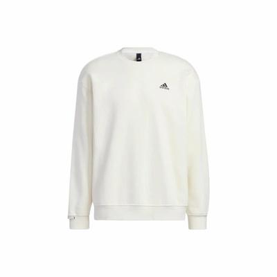 adidas ΕΤΙΚΕΤΑ Μονόχρωμο Λογότυπο Τυπωμένο Στρογγυλή Λαιμόκοψη Φούτερ Φλις Μακρύ Μανίκι Φούτερ Unisex Λευκό IB2713