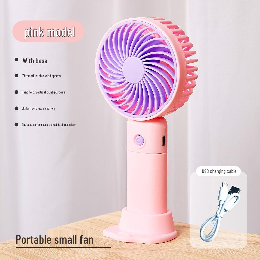 Tragbarer Mini-USB-Akku-Handventilator mit Schreibtischständer - Geschenk für Studenten