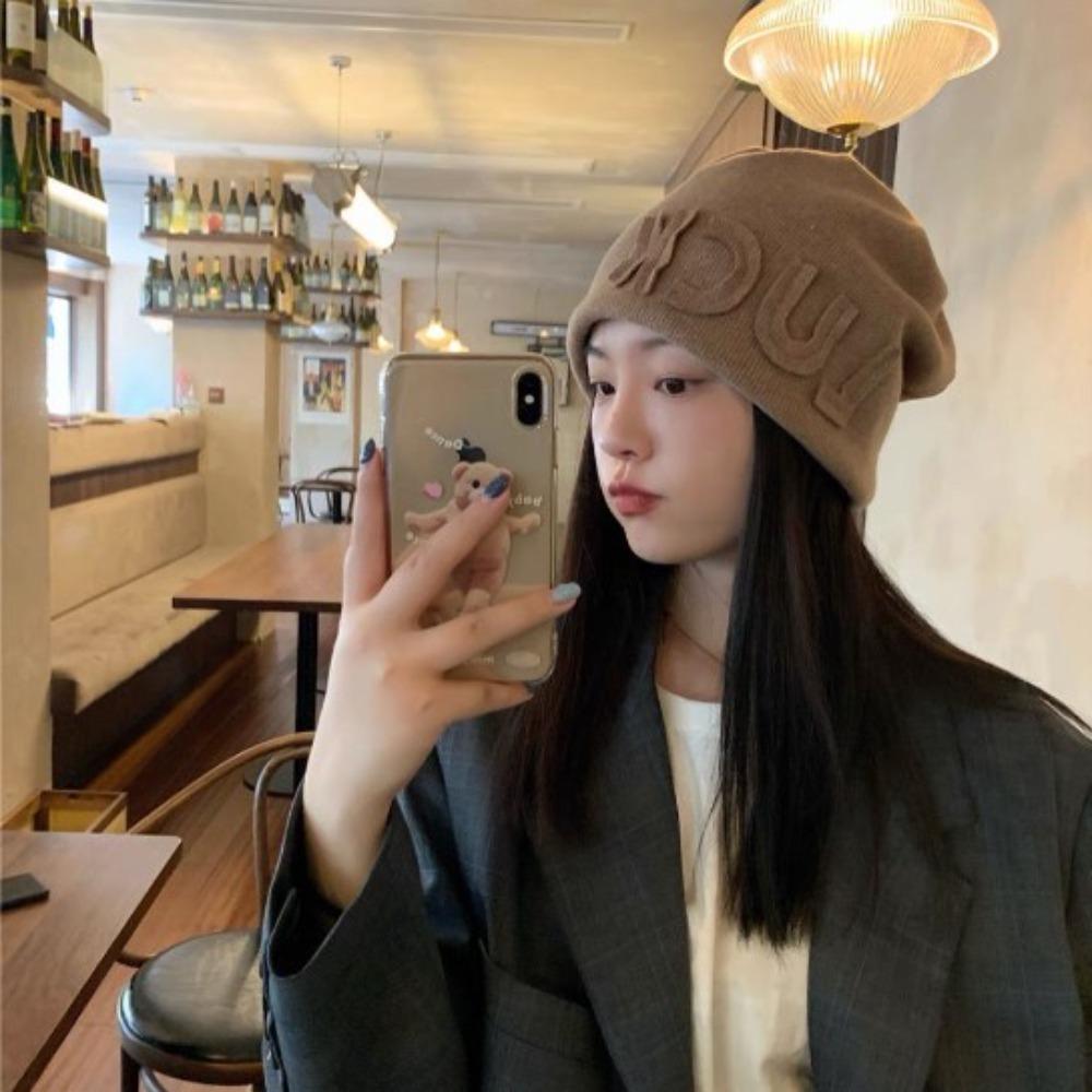 Soft and Skin Friendly Plus Velvet Baotou Pile Hat Warm Knitted Hat