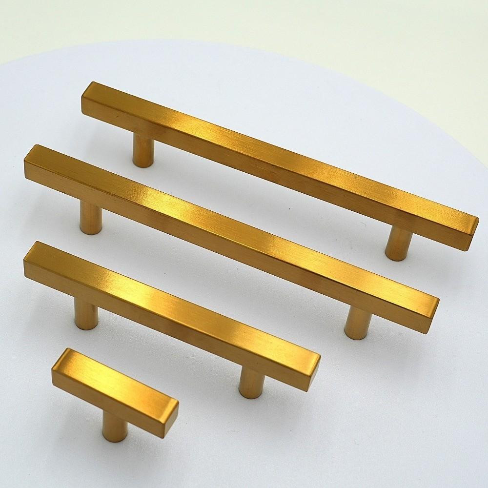 Gold Drawer Handles Stainless Steel Cabinet Handles Modern Door Knobs for Cupboard Wardrobe