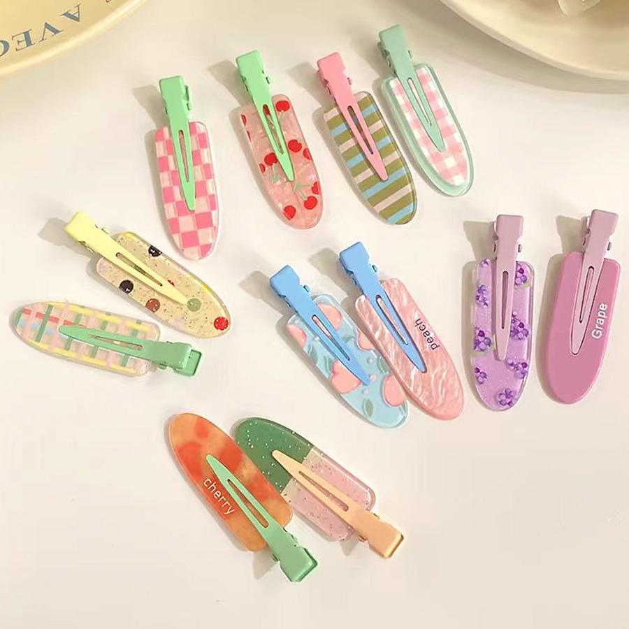 2 Stück/Packung Süße Bunte Cartoon Frucht Spurlos Haarnadeln Für Mädchen Niedliche Haarspangen Haarspangen Haarklammern Schöne Haaraccessoires