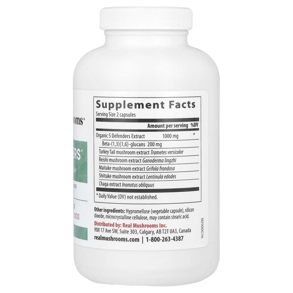 5 Defenders®, Mushroom Extract Powder, 200 Capsules
