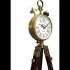 NAUTICAL COLLECTION Wooden and Metal Tripod Clock with Stand and Brown Two Bell Antique Look Floor Clock Home Decor