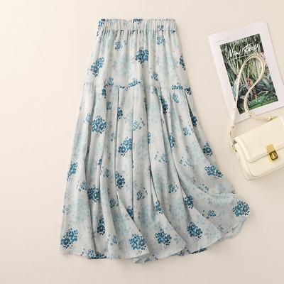 Skirt Women Summer Casual Versatile Elastic High Waist Loose Skirt Oversize Stretchy Cotton Dresses