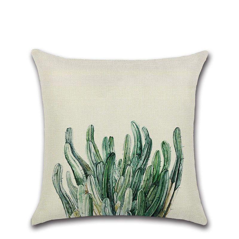 Elegant Green Leaves Patterned Linen Pillow Case Decorative Cushion Cover 18"x18