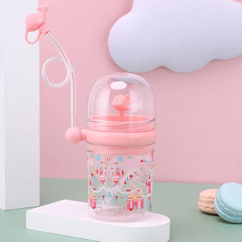 260ml Kinder Lustige Wal Wasserspray Trinkbecher Cartoon Fütterflaschen mit Strohhalmen Tragbare Kinderbecher Trinkgeschirr Becher Wasser