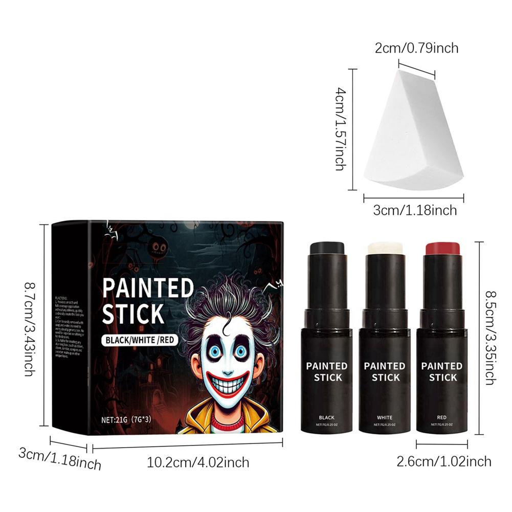 Halloween Face Body Painting Stick Kit Black/White/Red